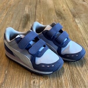 Puma Kids Navy/Purple Pink and Light Blue Sneakers Velcro Like New